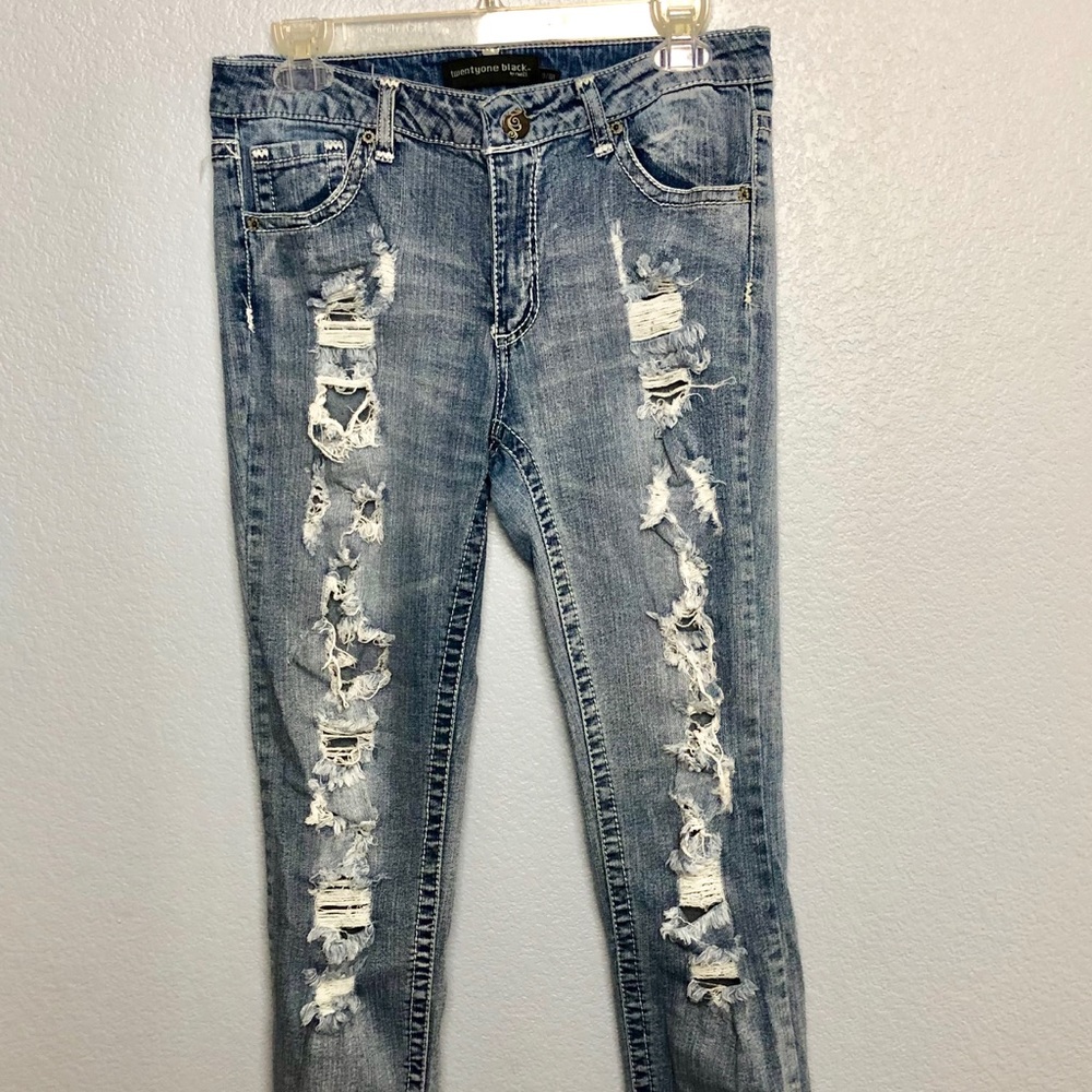 Rue21 Ripped Skinny Jeans - Blue